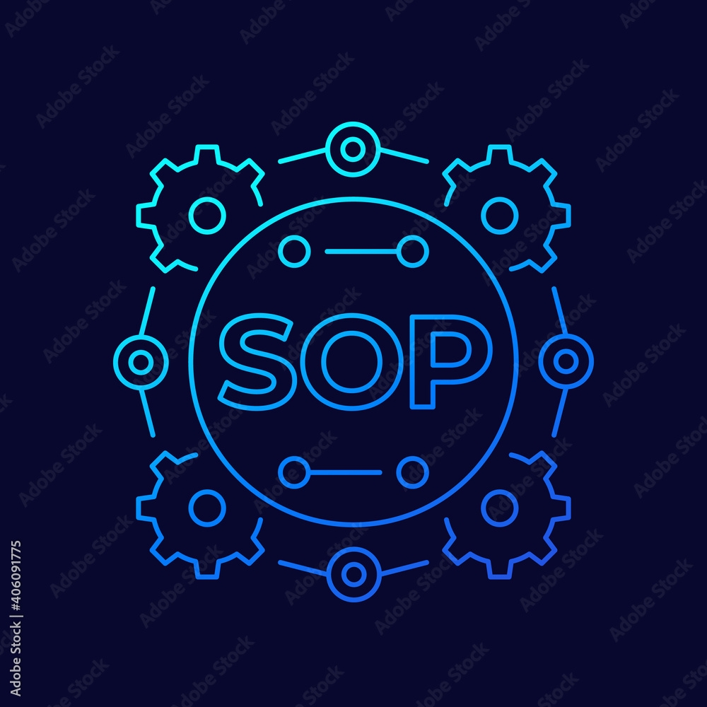 Obraz premium SOP icon, Standard Operating Procedure, thin line vector