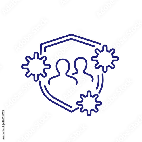 herd immunity to a virus line icon