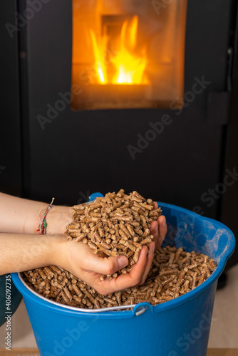 Pellets de madera (combustible para estufas de biomasa).