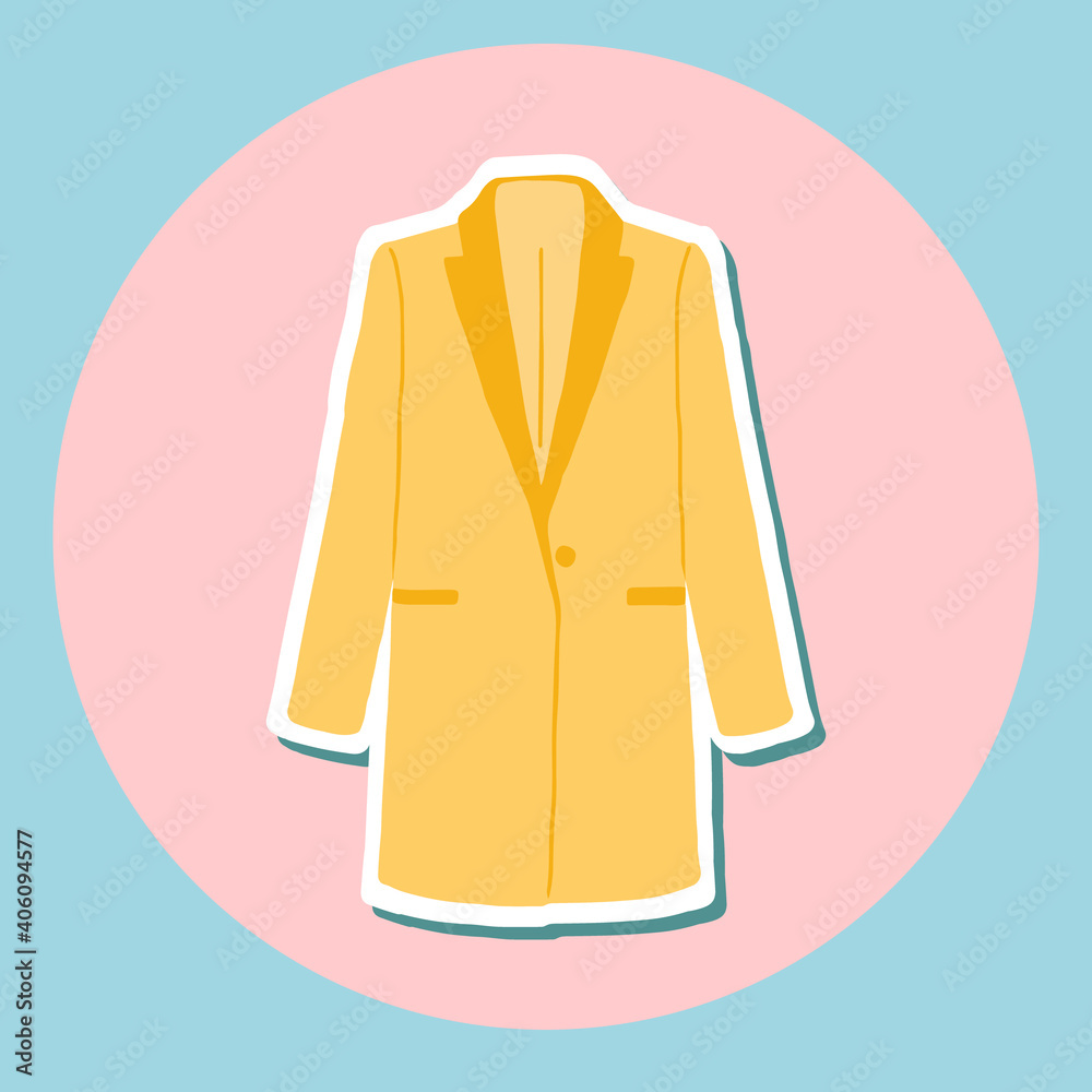 Autumn and spring coat-outerwear. Vector illustration is made in rich shades of red, yellow, pink and blue. Autumn and spring coat-outerwear. Vector illustration is made in rich shades of red, yellow, pink and blue.