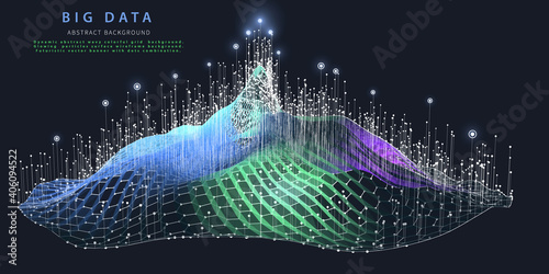 Abstract background with grid algorithm  analytical data. Big data. Analytics algorithms data. Quantum cryptography concept.  Banner for business, science and technology.