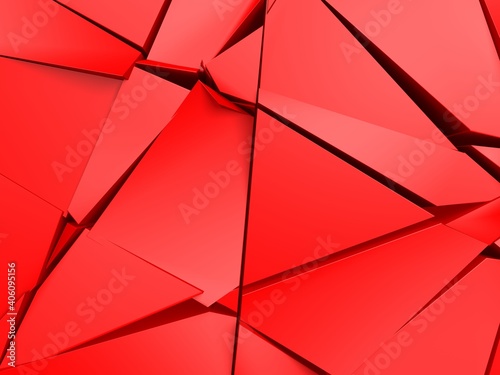 Red triangle poligon chaotic pattern wall background