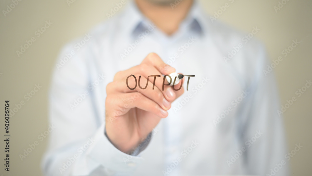 Output , Man writing on transparent screen Output , Man writing on transparent screen