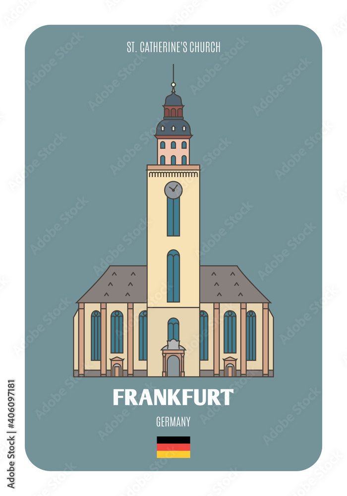 St. Catherine's Church in Frankfurt, Germany. Architectural symbols of European cities