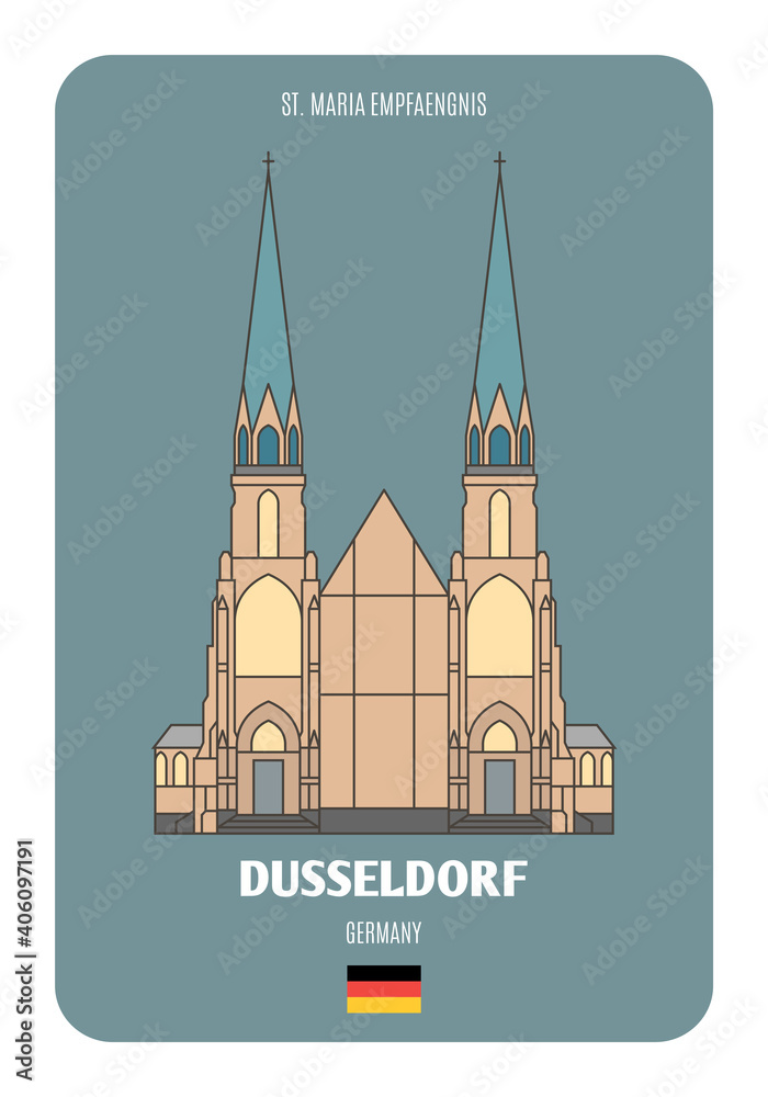 St. Maria Empfaengnis in Dusseldorf, Germany. Architectural symbols of European cities