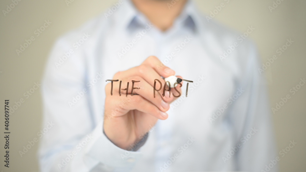 The Past, Man Writing on Transparent Screen The Past, Man Writing on Transparent Screen