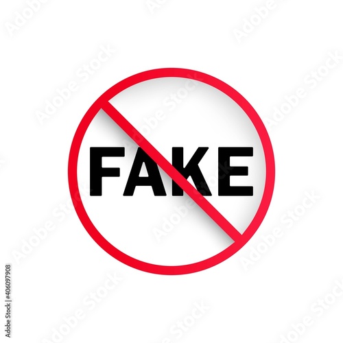 Stop fake icon. Forbidden sign. No lying concept. Vector EPS 10. Isolated on white background