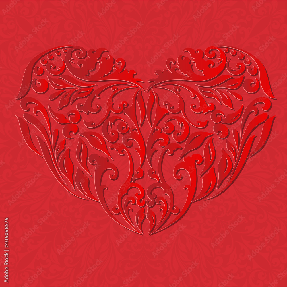 custom made wallpaper toronto digitalFloral red heart with shadow