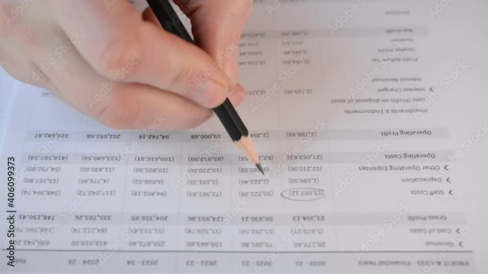 Accounting report close up data check front view Accounting report close up data check front view
