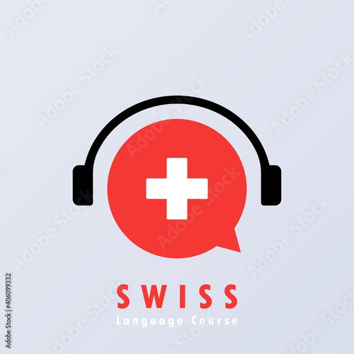 Swiss language course banner. Learning foreign language. Online education. Vector EPS 10. Isolated on background