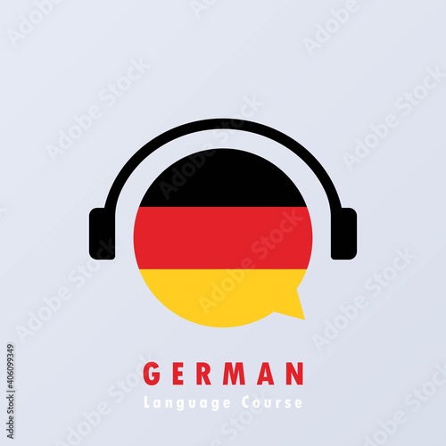 German language course banner. Learning online. Education Concept. Vector EPS 10. Isolated on background