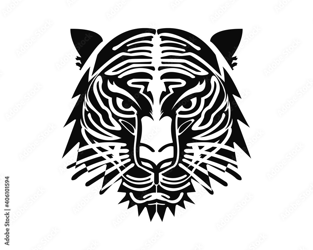 vector face of a brave tiger