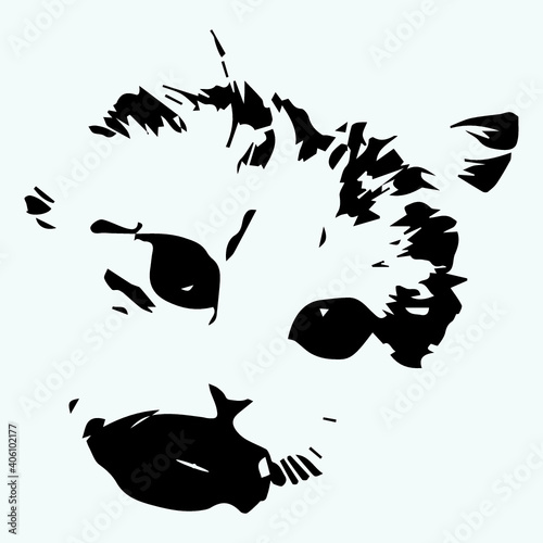 Domestic cat muzzle silhouette Vector illustration for design