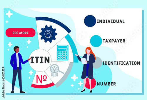 Vector website design template . ITIN - Individual Taxpayer Identification Number acronym. business concept background. illustration for website banner, marketing materials, business presentation