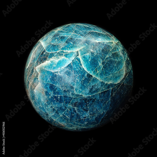 apatite sphere on black background