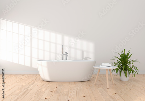Bathroom interior bathtub  3D rendering