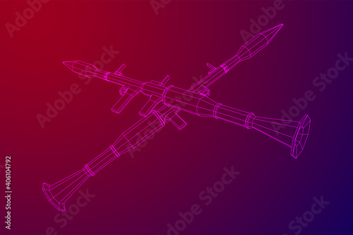 Anti-tank rocket propelled grenade launcher - RPG 7. Wireframe low poly mesh vector illustration.