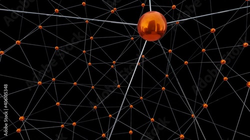 Abstract 3D animation geometric graphic background, network wireframe technology concept on black , interesting Looped Seamless 3D Animation.