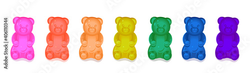 Colorful gummy bears for kids. Vector cartoon illustration photo