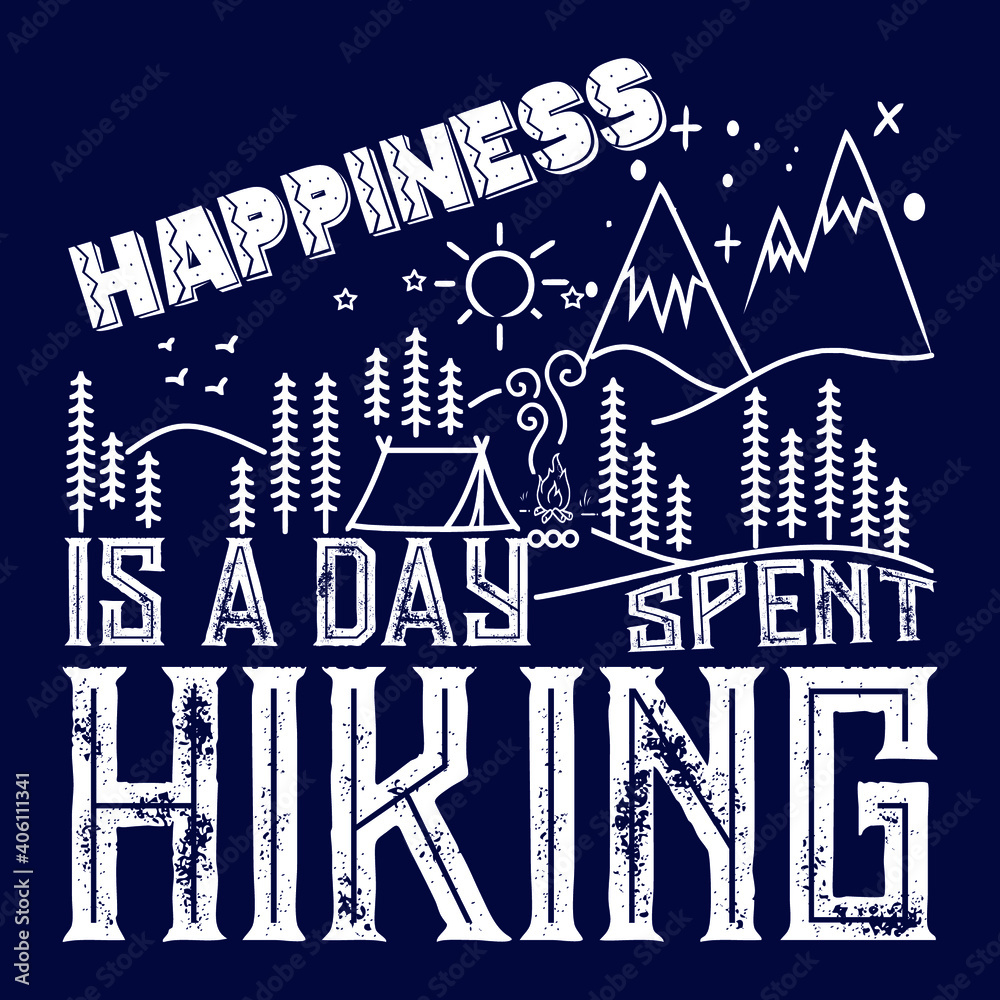 Fototapeta premium HIKING Mountains Campfire Tent T-Shirt Clothing vector SVG best cool tshirt Digital Prints file.