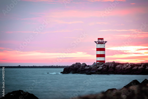 Lighthouse at sunset with a long exposure