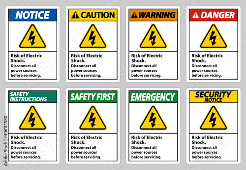 Risk of electric shock Symbol Sign Isolate on White Background