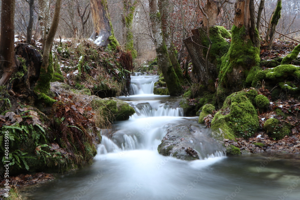 Fototapeta premium small waterfall in the forest in Germany