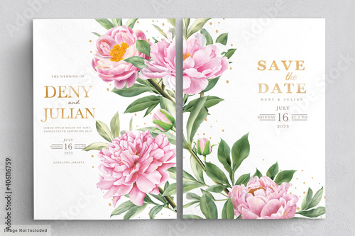 blooming peonies invitation card set