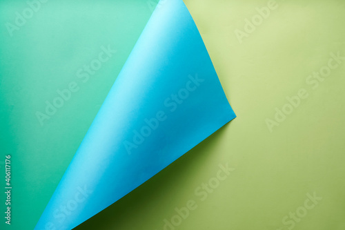 Colorful paper texture background, Blue and green layered paper background