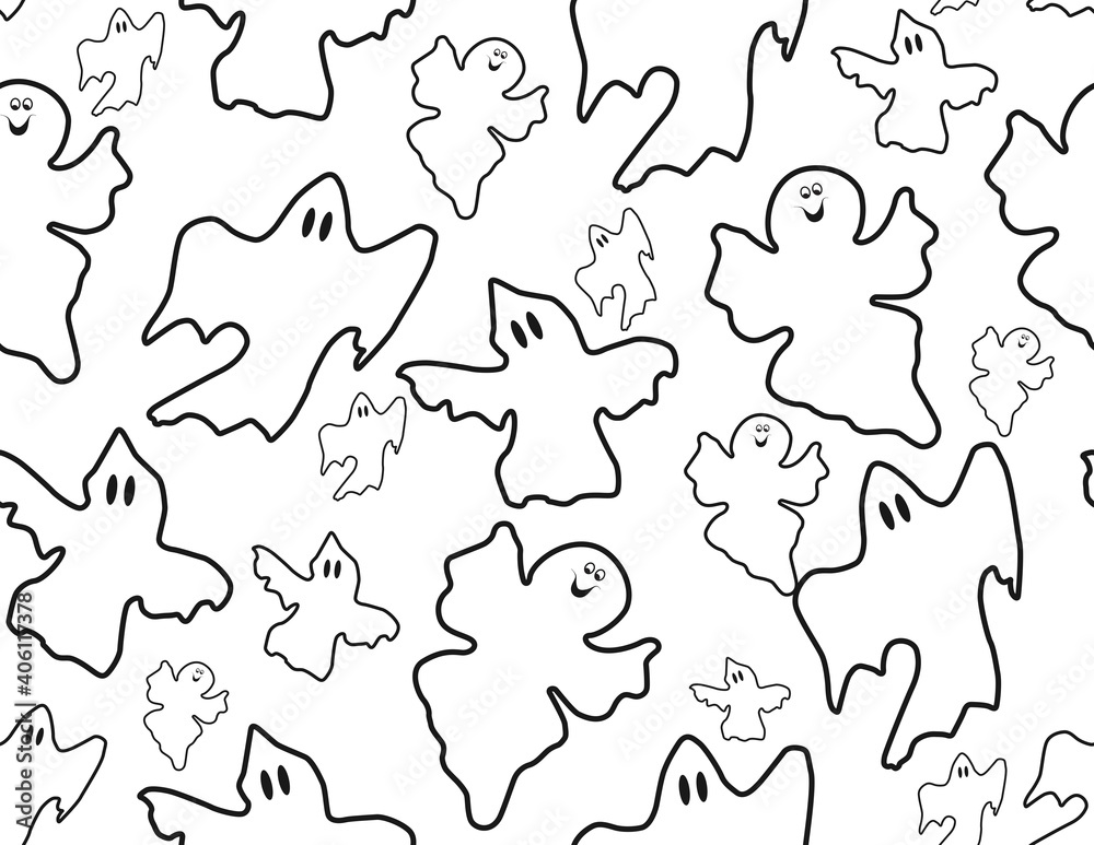Illustration white and black ghost background that is repeat