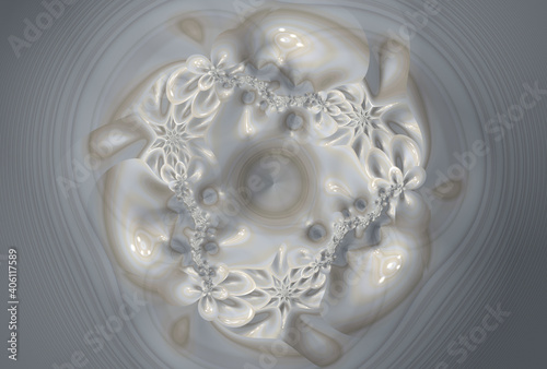 Fantastic fractal background. Abstract fractal texture. White ceramic pattern. Digital art. 3D rendering.
