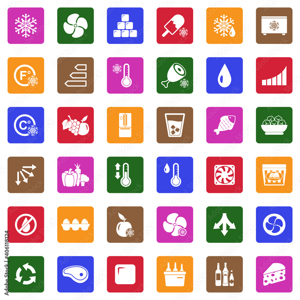 Refrigerator Icons. White Flat Design In Square. Vector Illustration. Refrigerator Icons. White Flat Design In Square. Vector Illustration.