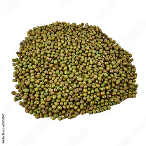 raw mung bean or green bean isolated on white background