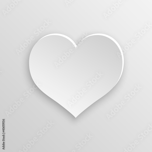Happy Valentine's Day! Beautiful Heart! Abstract paper art 3D Hearts on grey background. Valentines Day card. Vector isolated illustration