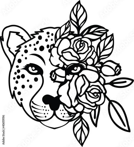 Cheetah Floral Vector Illustration