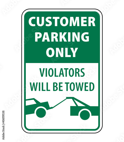 Customer parking only sign. parking sign for customers with a warning 