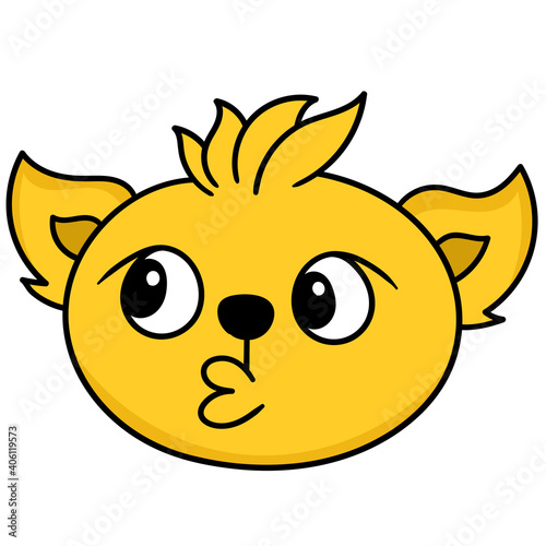 dog head emoticon with pouting lips to kiss, doodle icon image