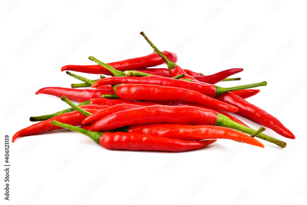 red chilli pepper isolated on white background, Food ingredients that give a spicy taste. red chilli pepper isolated on white background, Food ingredients that give a spicy taste.