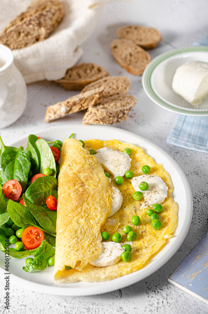 Bio eggs omelet with salad Bio eggs omelet with salad