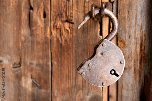 Old padlock close up