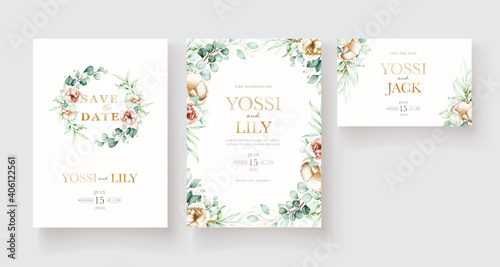 minimalist eucalyptus wedding card set 