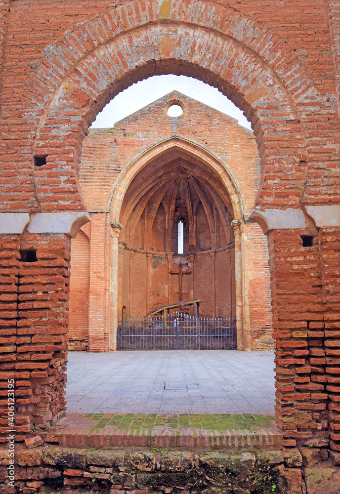 Outside of the church San Martin with roman origin in NIebla, a small town in the city of Huelva, Andalusia, Spain