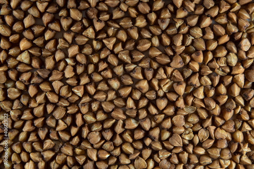Macro photography of buckwheat.Background texture of buckwheat grain.