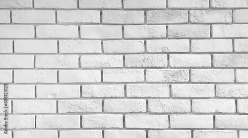white brick wall texture background. brick work with high relief for interior decoration.