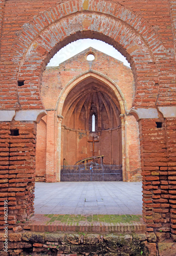 Outside of the church San Martin with roman origin in NIebla  a small town in the city of Huelva  Andalusia  Spain