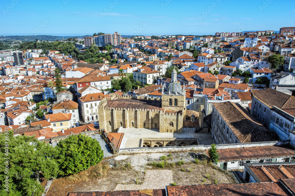 View over the Cathedral Sé Velha and the old city, Coimbra, Beira Province, Portugal, Unesco World Heritage Site