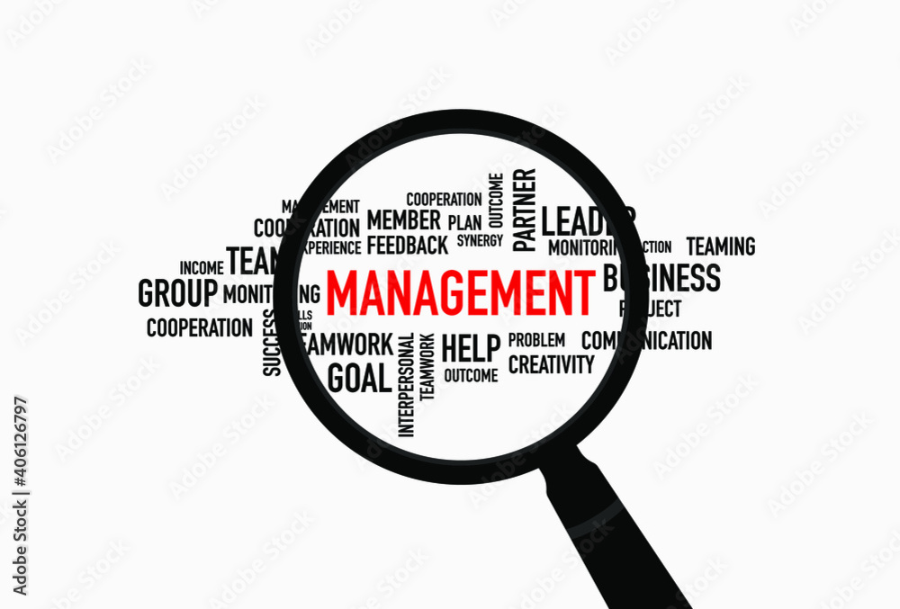 Management word cloud with magnifying, business concept
Management word cloud with magnifying, business concept