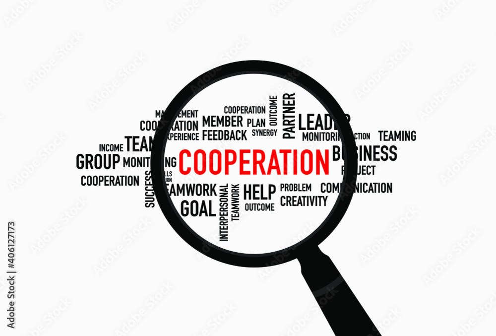 Cooperation word cloud with magnifying, business concept
Cooperation word cloud with magnifying, business concept