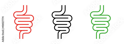Intestinal tract set icon isolated on white background