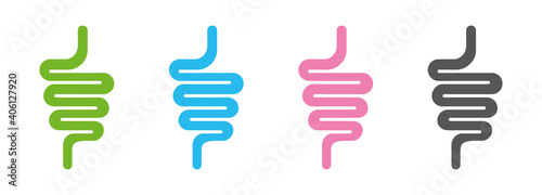 Intestinal tract set icon isolated on white background